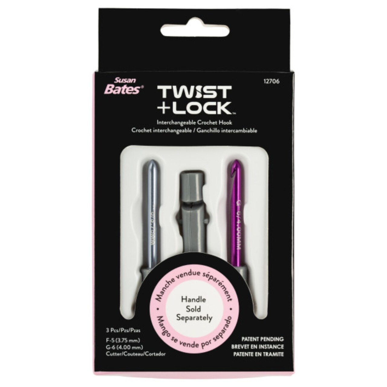 Susan Bates Twist + Lock Intchg Crochet Hook Component Set-Sizes F5/3.75Mm And G6/4Mm